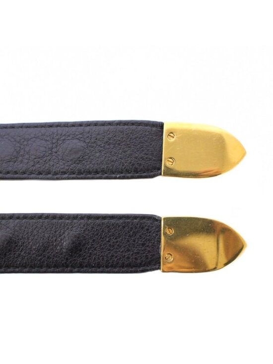 Gucci Long Belt Leather Studded Decoration Bicolor Black Gold Color BB main image 7